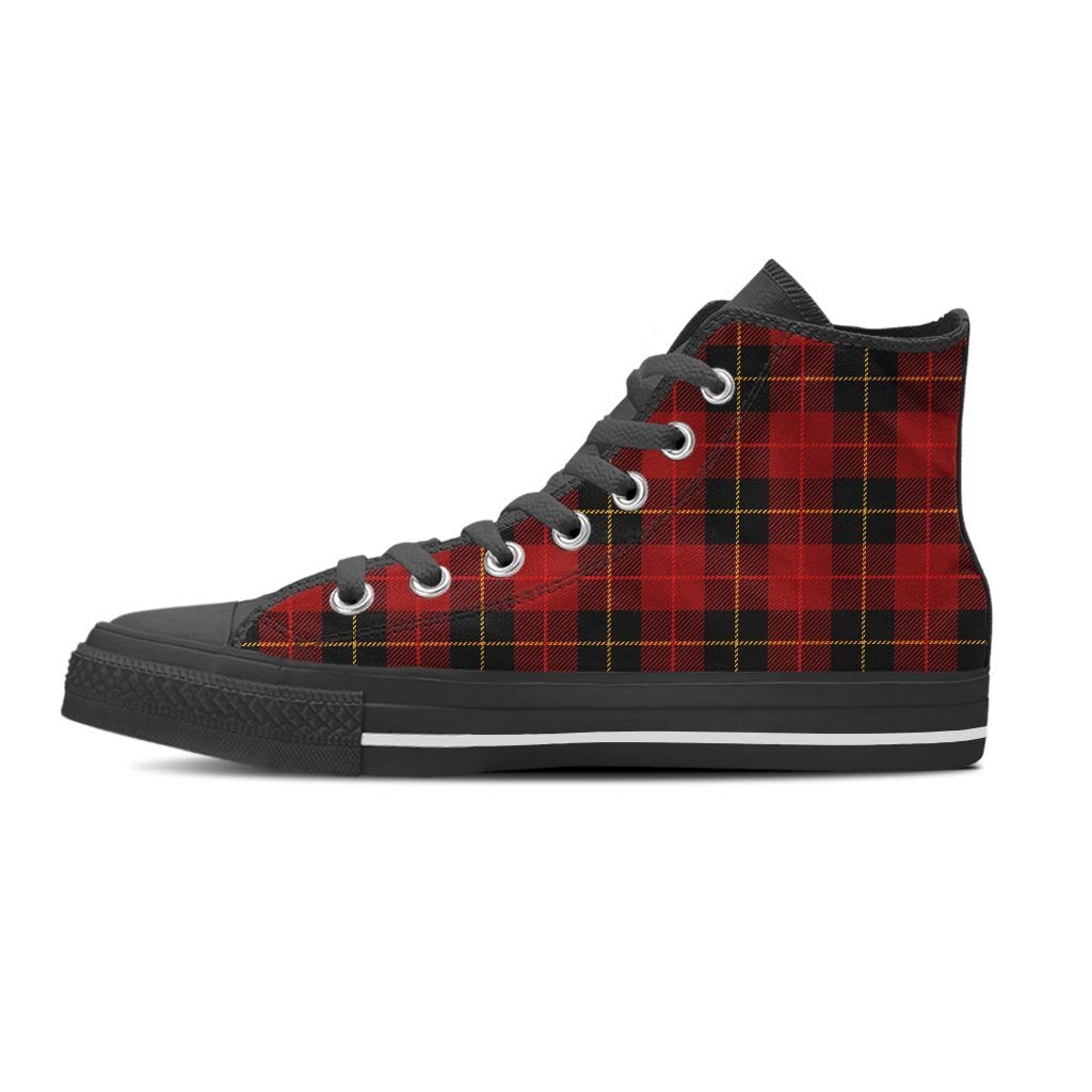 Black And Red Plaid Tartan Women's High Top Shoes-grizzshop