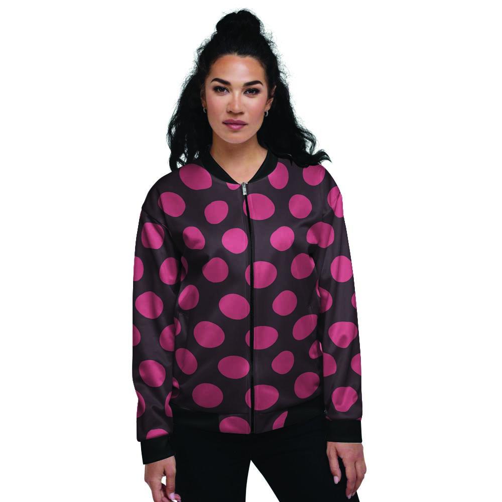 Black And Red Polka Dot Women's Bomber Jacket-grizzshop