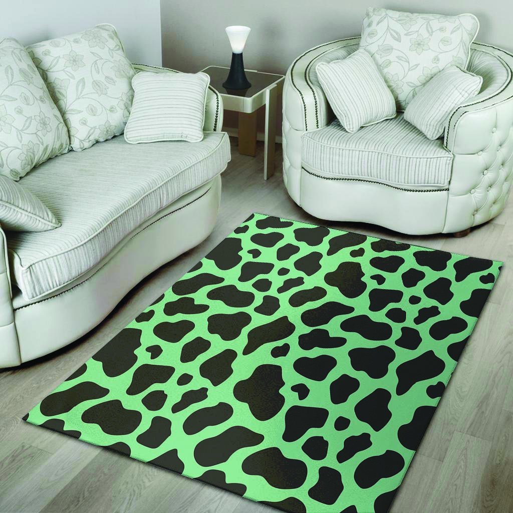 Black Pink Cow Print Floor Mat