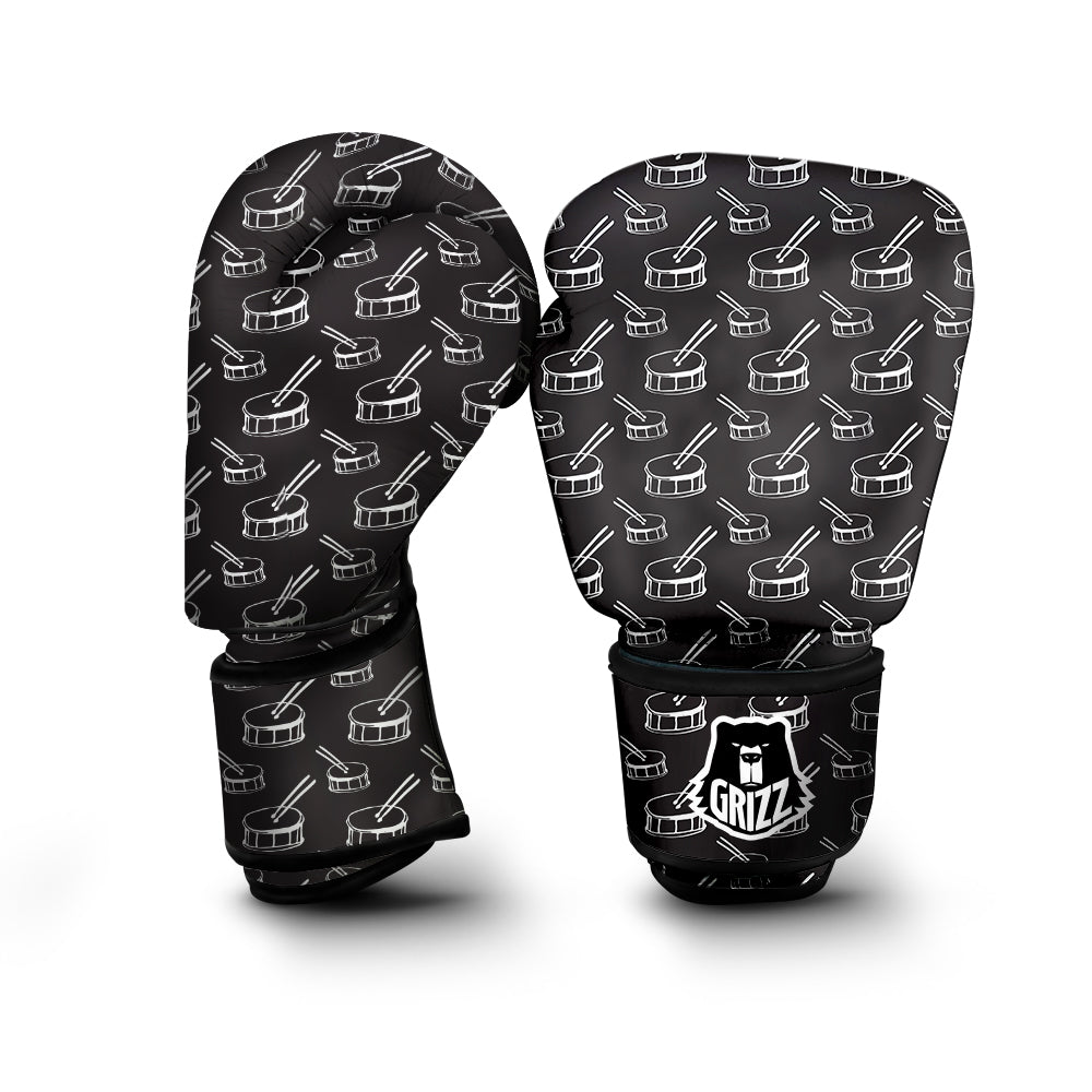 Black And White Drum Print Pattern Boxing Gloves-grizzshop