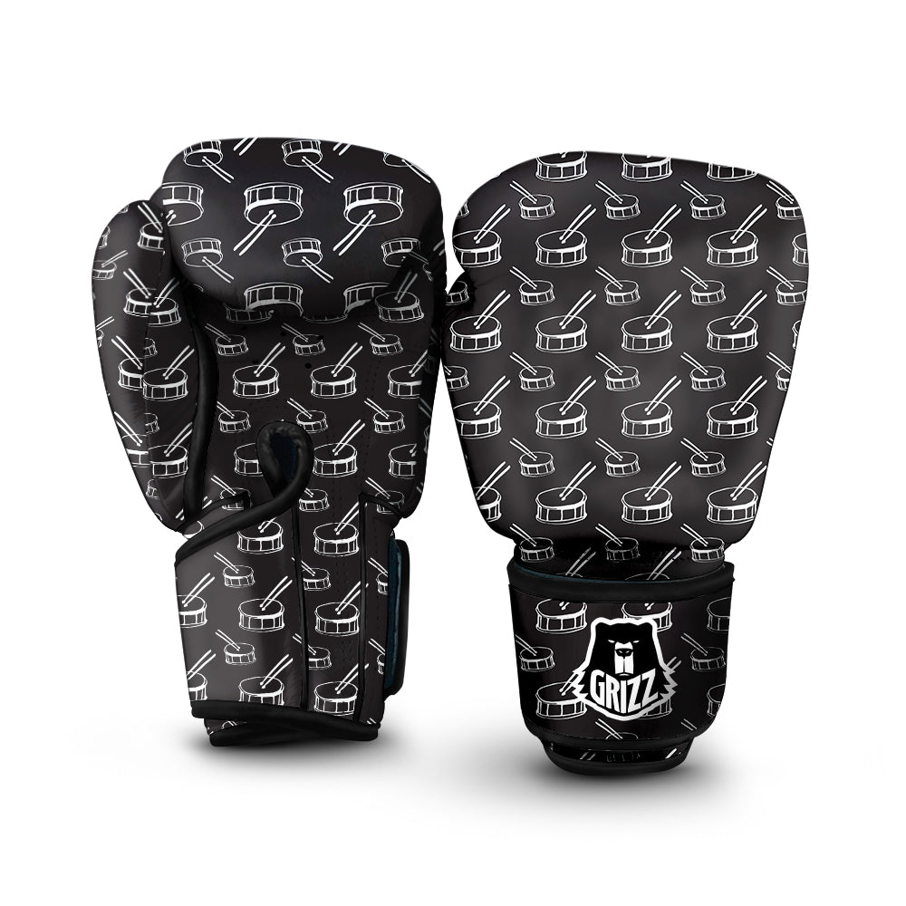 Black And White Drum Print Pattern Boxing Gloves-grizzshop