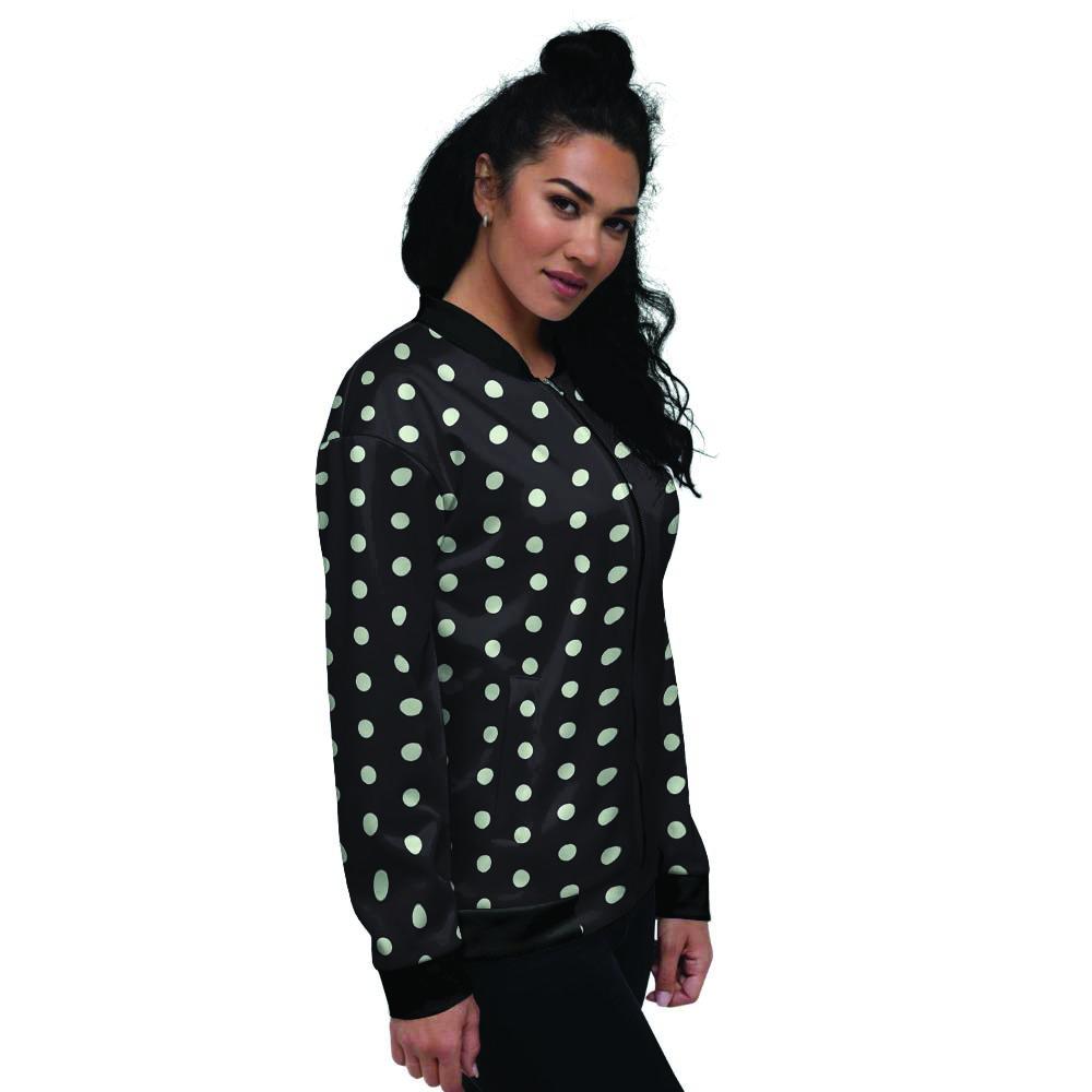 Black And White Polka Dot Women's Bomber Jacket-grizzshop