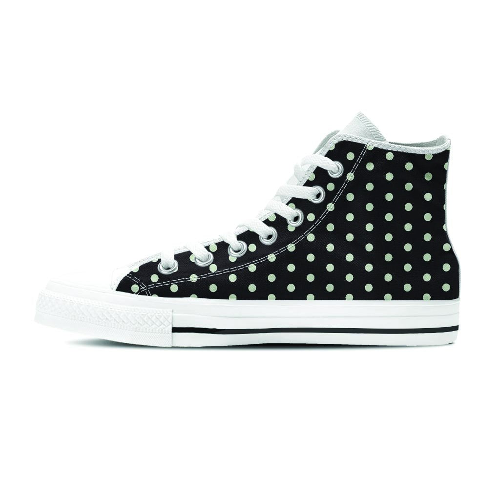 Black And White Polka Dot Women's High Top Shoes-grizzshop
