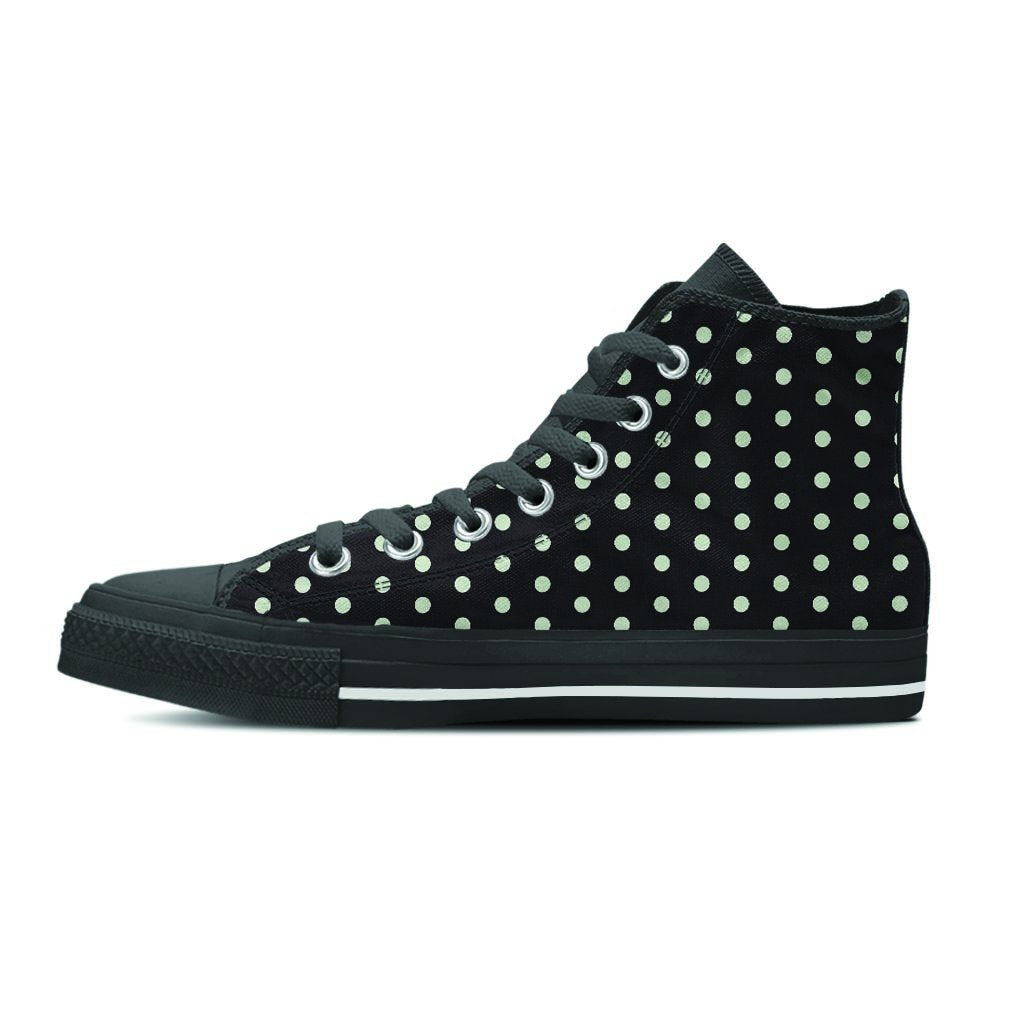 Black And White Polka Dot Women's High Top Shoes-grizzshop