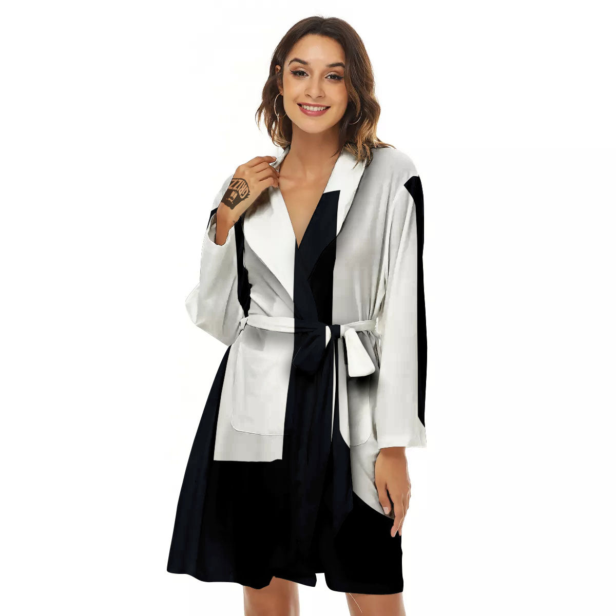 Black And White Scorpio Sign Print Women's Robe-grizzshop