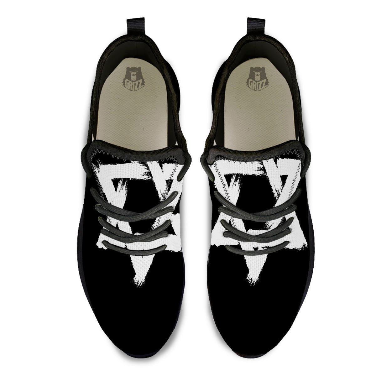 Black And White Star of David Print Black Athletic Shoes-grizzshop