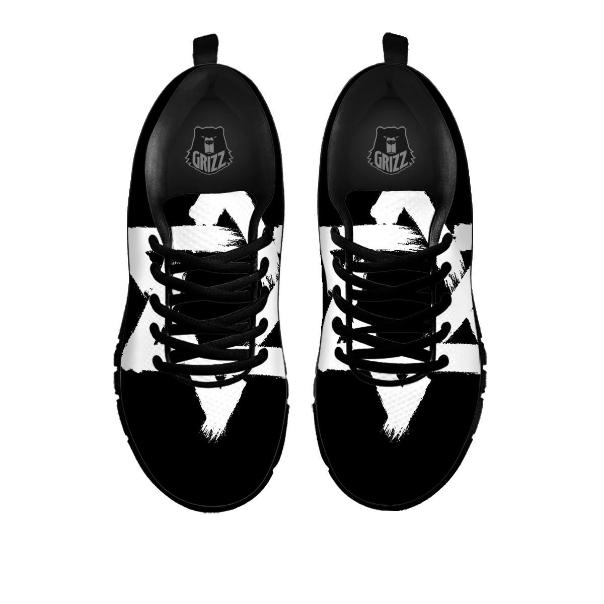 Black And White Star of David Print Black Sneaker-grizzshop