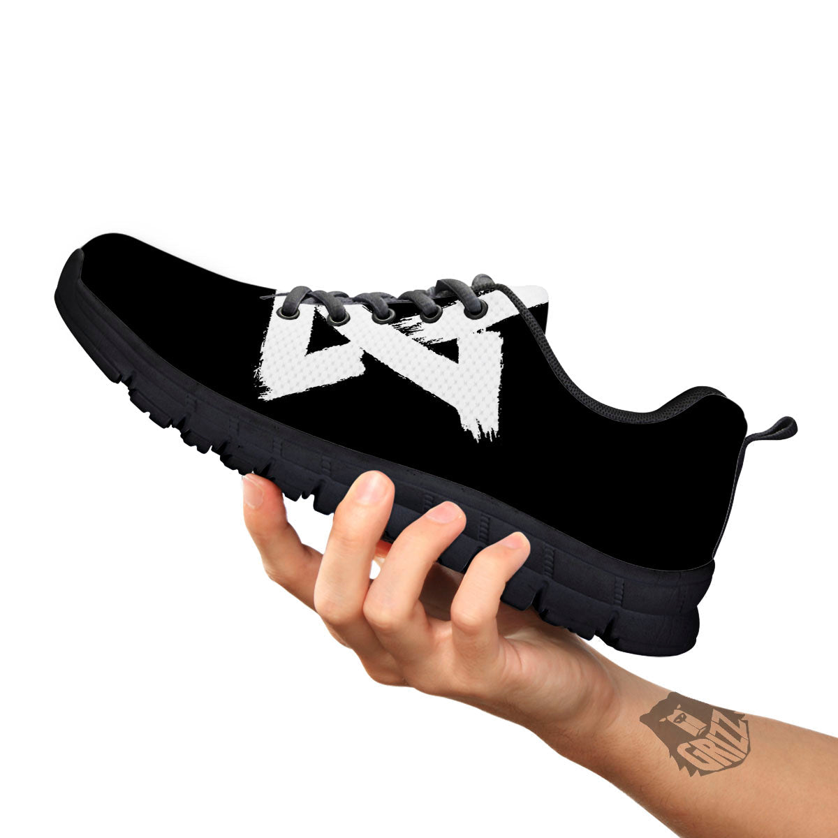 Black And White Star of David Print Black Sneaker-grizzshop