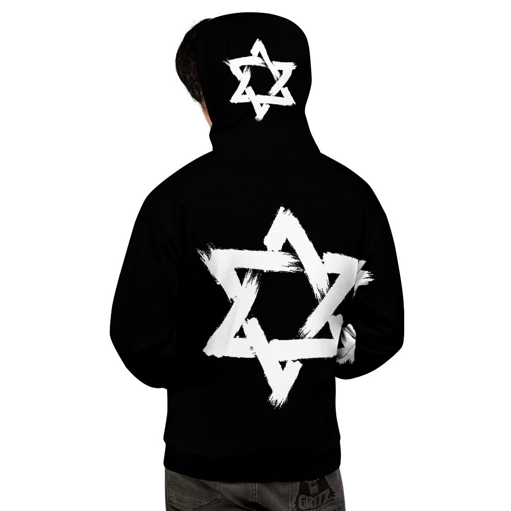 Black And White Star of David Print Men's Hoodie-grizzshop