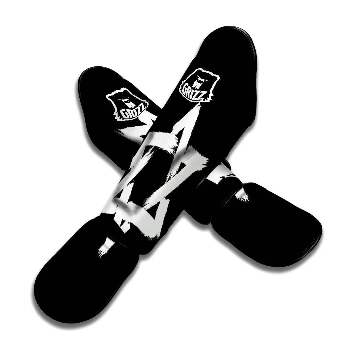 Black And White Star of David Print Muay Thai Shin Guards-grizzshop