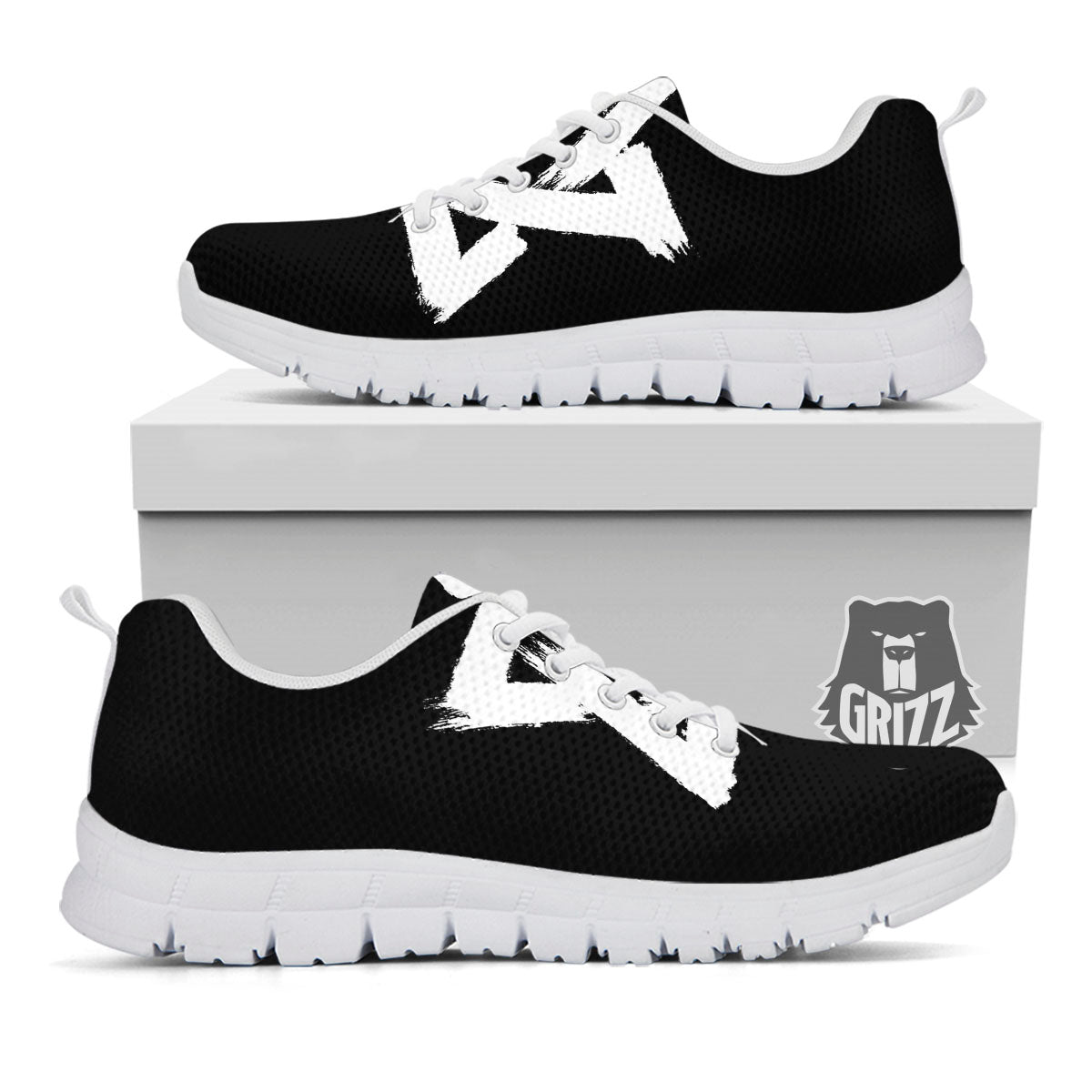 Black And White Star of David Print White Sneaker-grizzshop