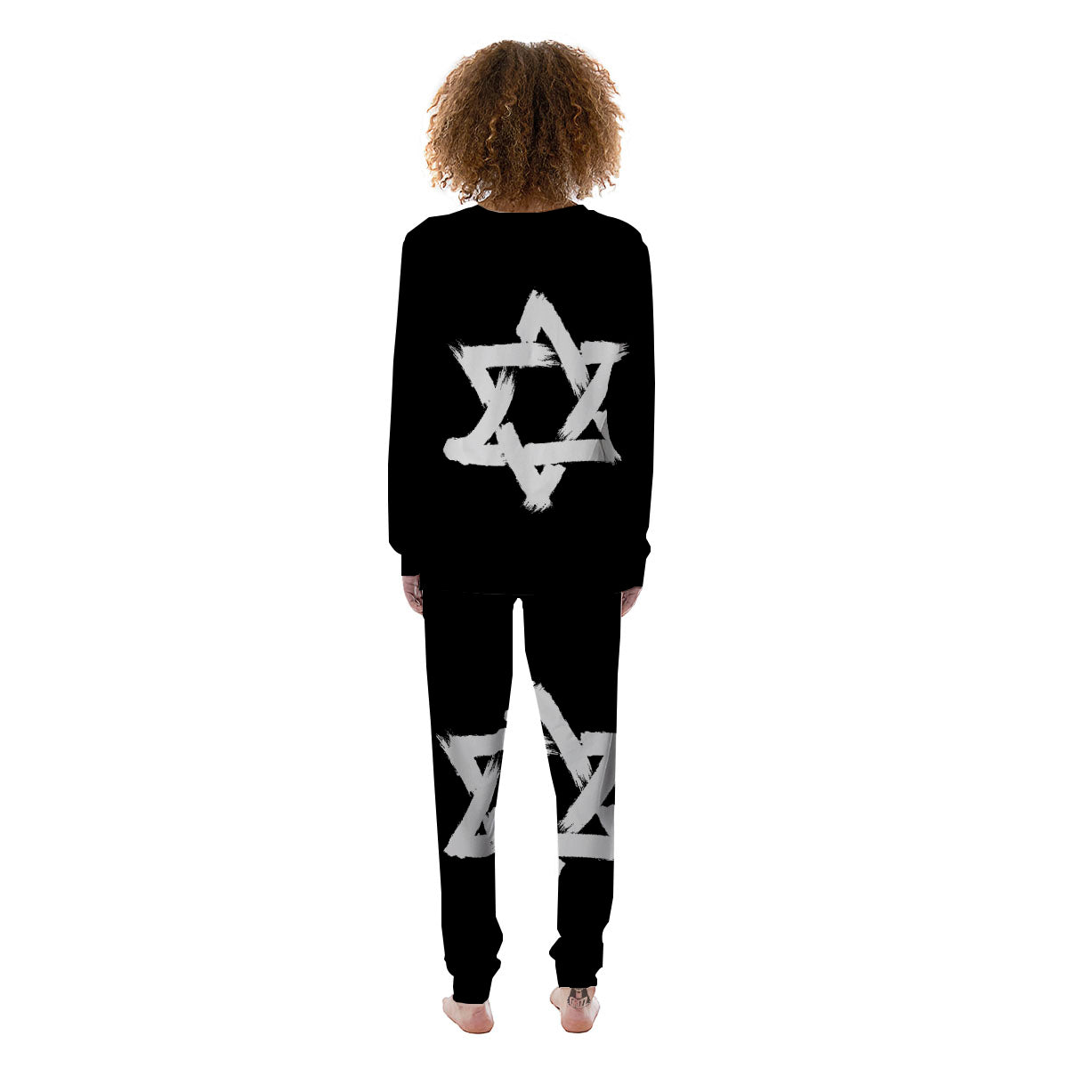 Black And White Star of David Print Women's Pajamas-grizzshop