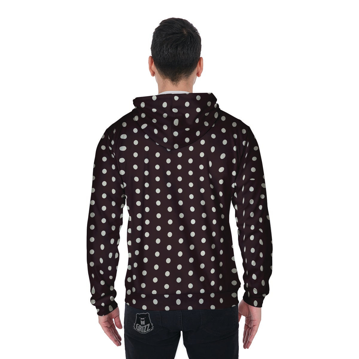 Black And White Tiniy Polka Dot Men's Zip Up Hoodie-grizzshop