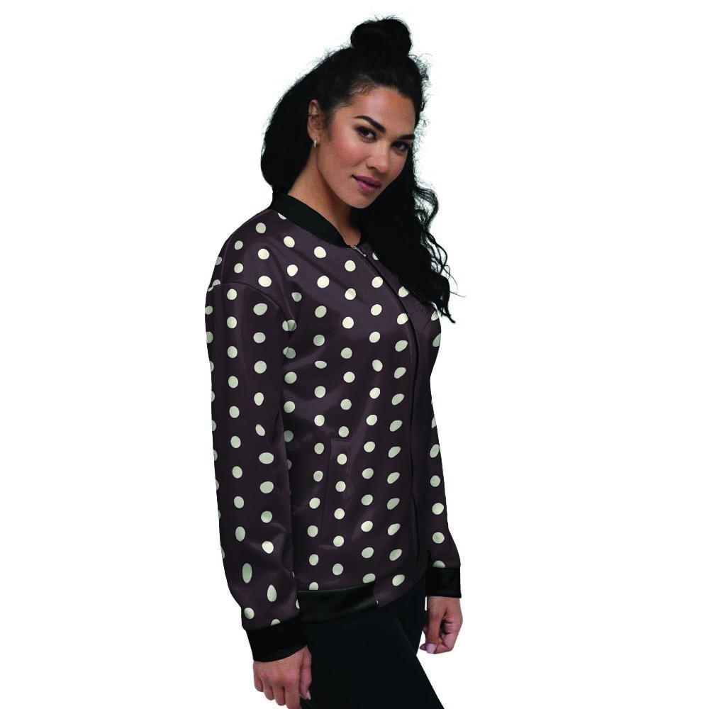 Black And White Tiniy Polka Dot Women's Bomber Jacket-grizzshop