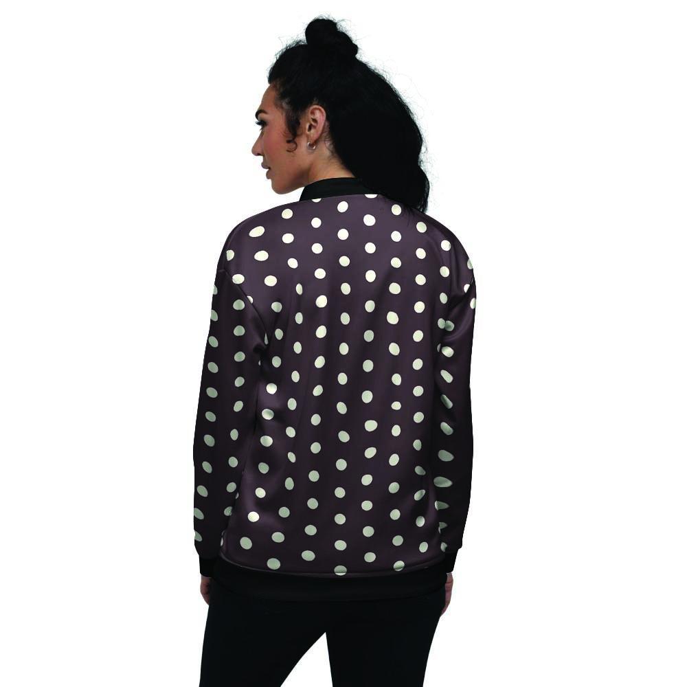 Black And White Tiniy Polka Dot Women's Bomber Jacket-grizzshop