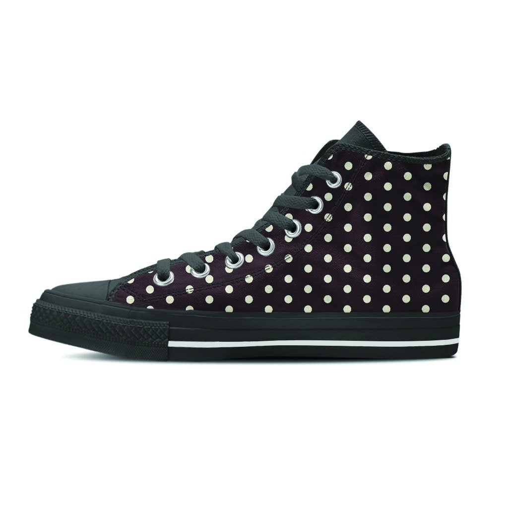 Black And White Tiniy Polka Dot Women's High Top Shoes-grizzshop