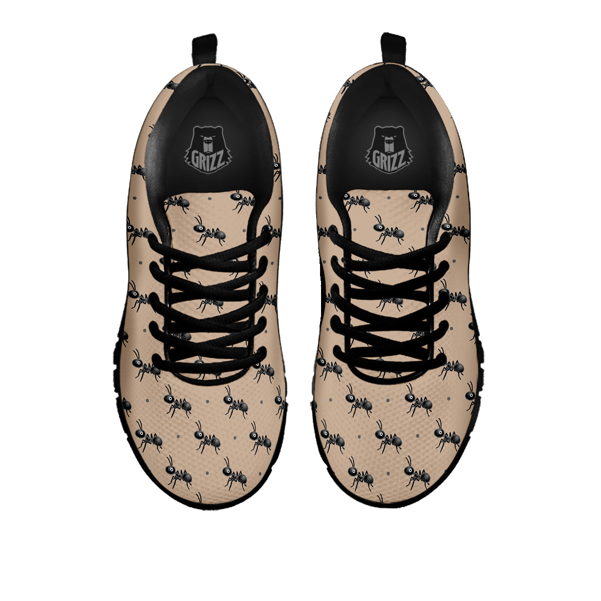 Black Ant Print Pattern Black Sneaker-grizzshop