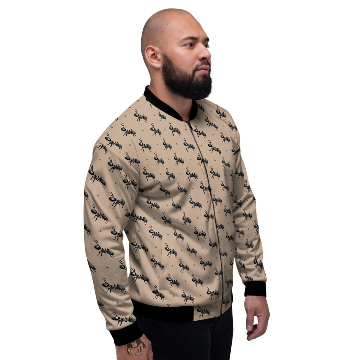 Black Ant Print Pattern Men's Bomber Jacket-grizzshop