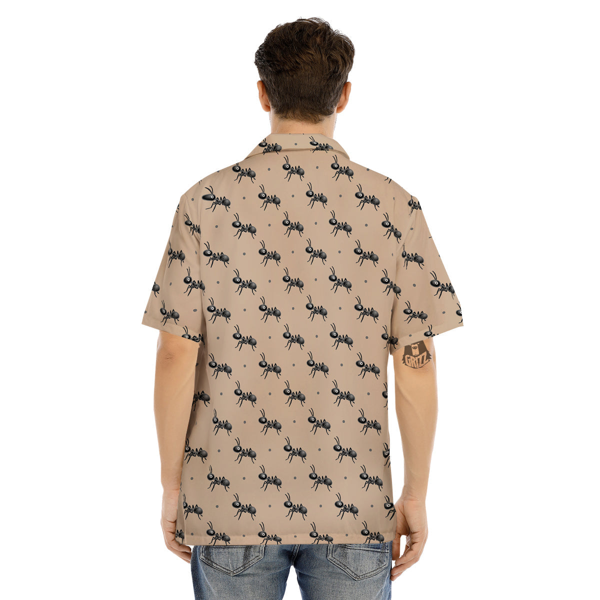Black Ant Print Pattern Men's Hawaiian Shirt-grizzshop