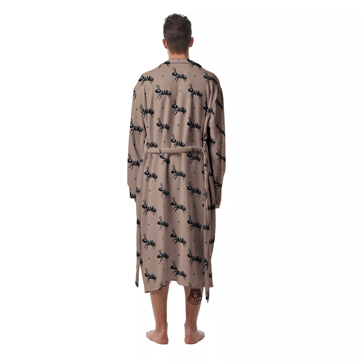 Black Ant Print Pattern Men's Robe-grizzshop