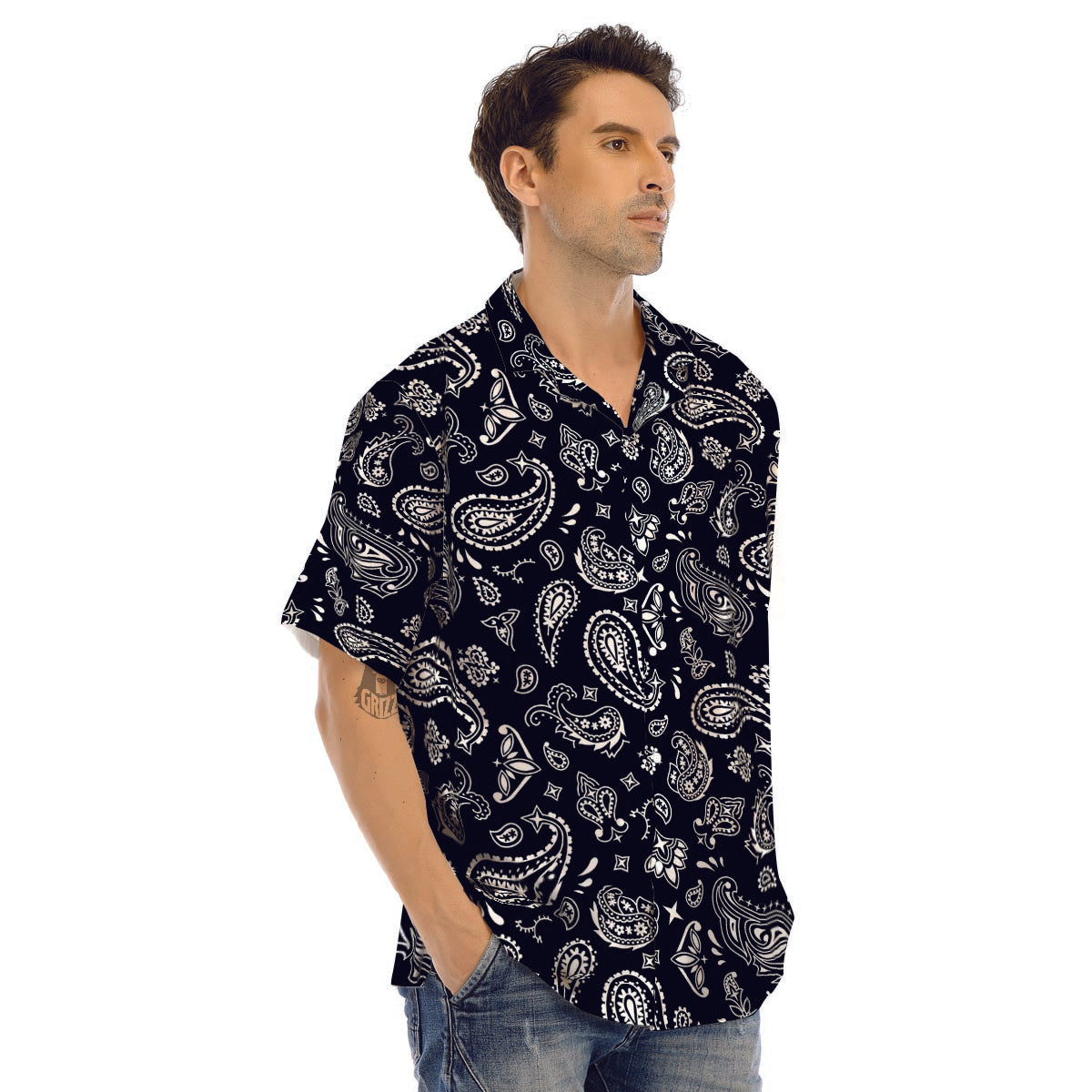 Black Bandana Men’s Hawaiian Shirt-grizzshop