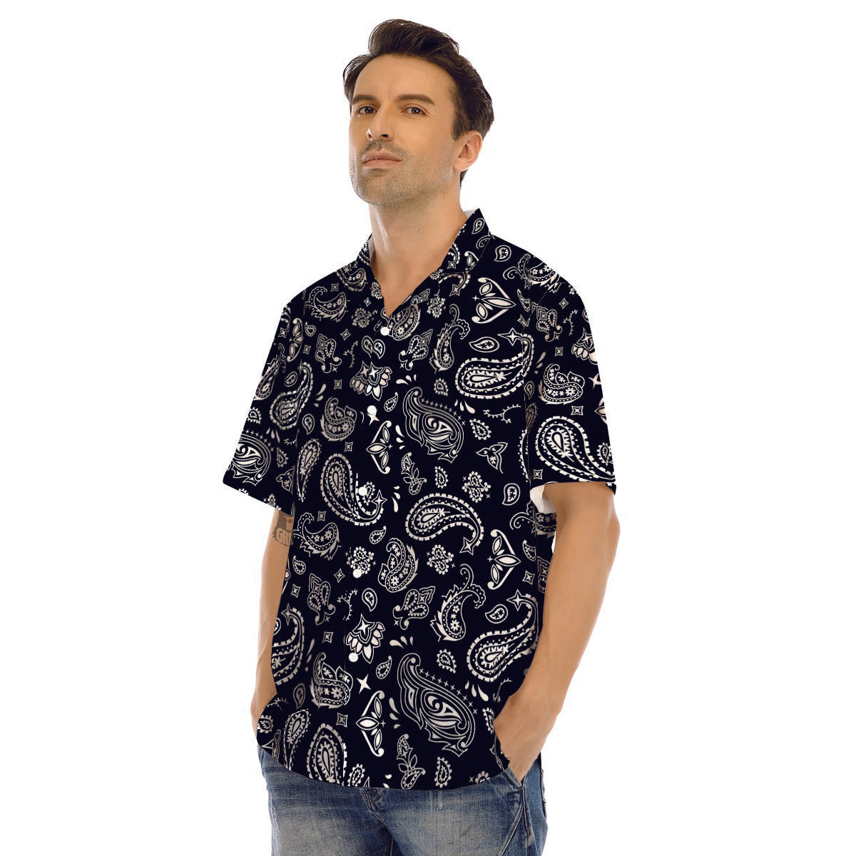 Black Bandana Men’s Hawaiian Shirt-grizzshop