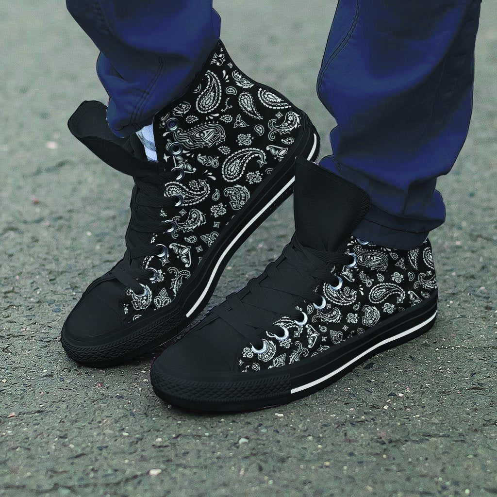 Black Bandana Men's High Top Shoes-grizzshop