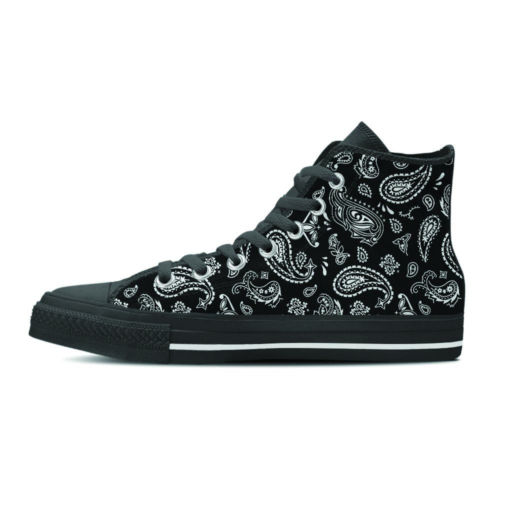 Black Bandana Men's High Top Shoes-grizzshop