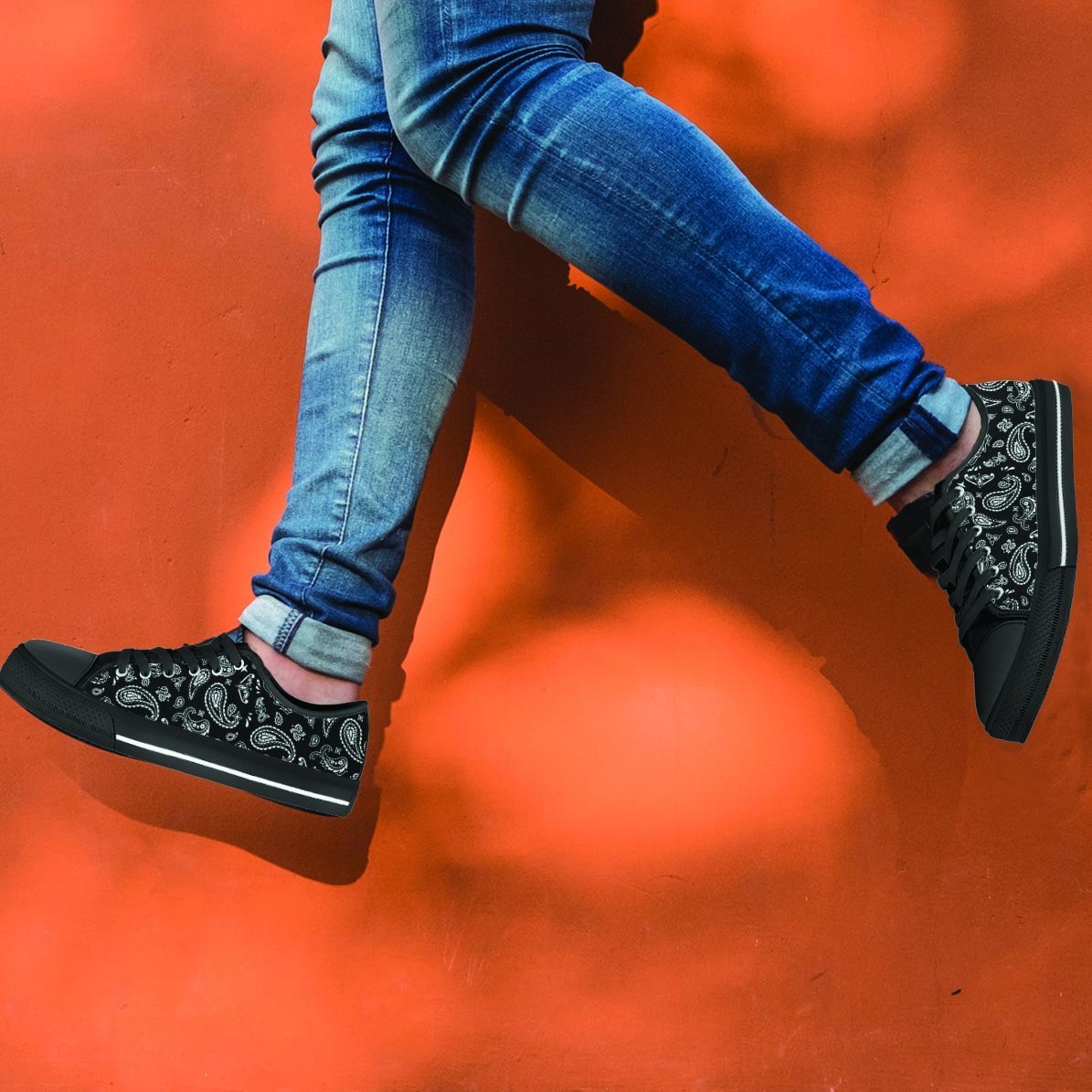 Black Bandana Men's Low Top Shoes-grizzshop