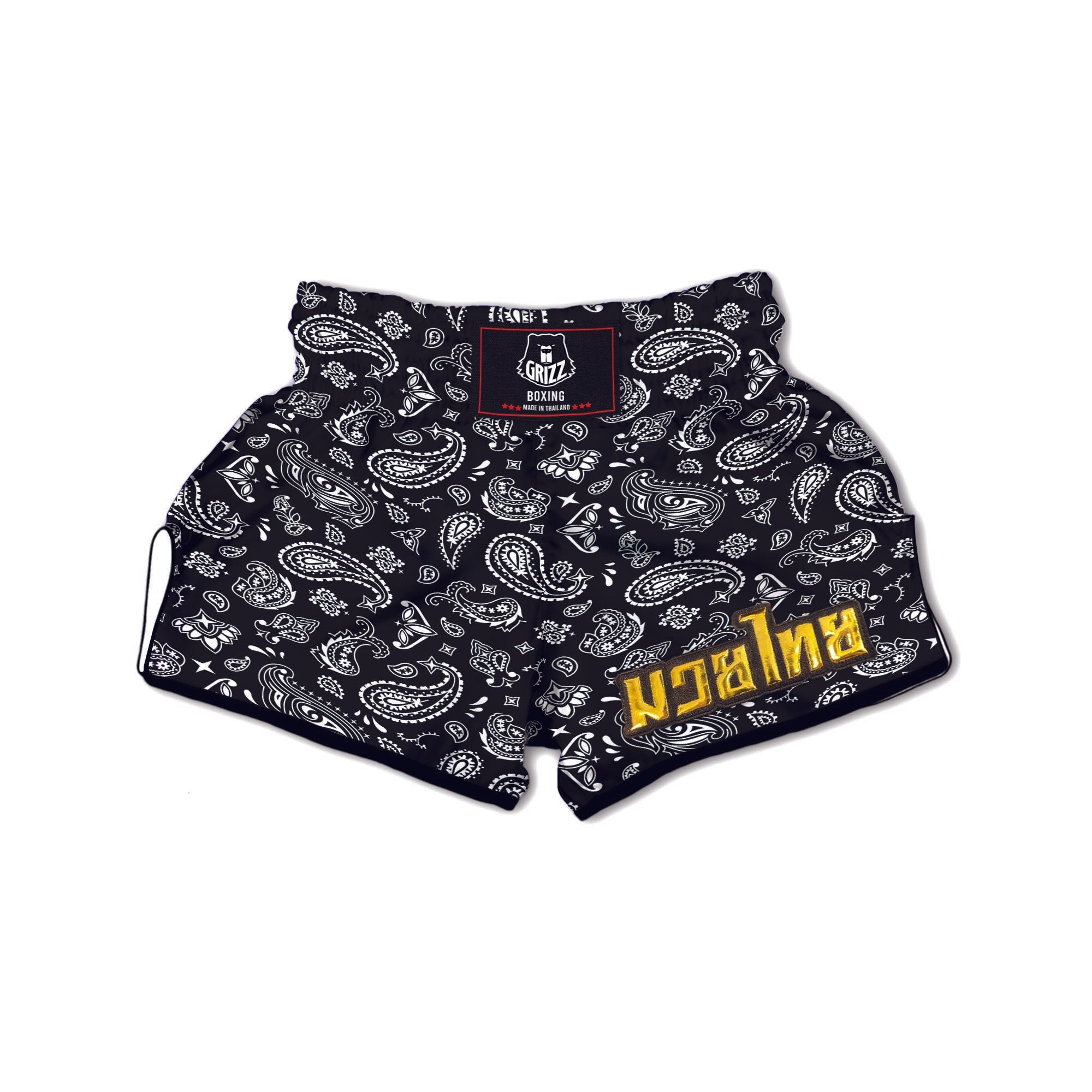 Black Bandana Muay Thai Boxing Shorts-grizzshop