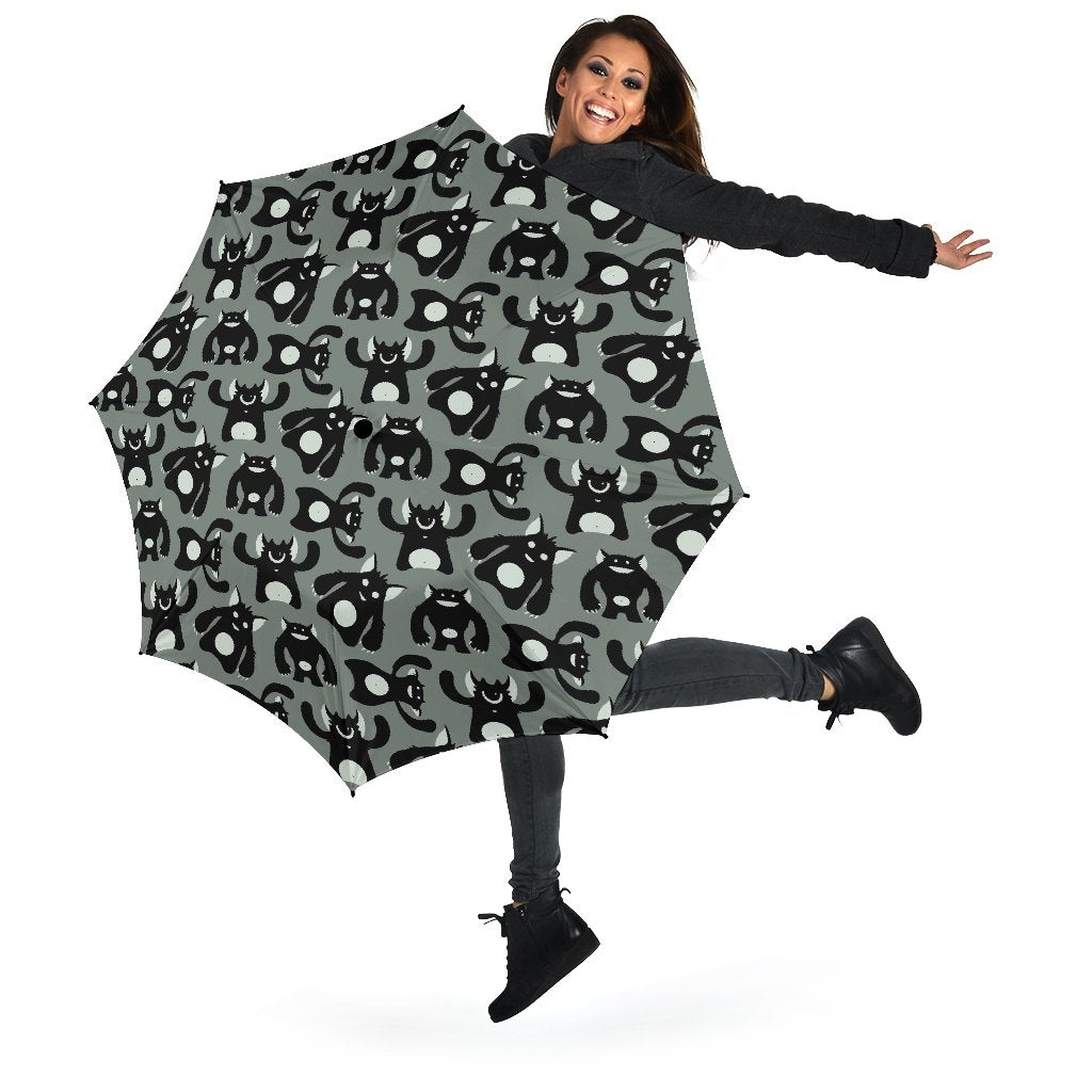 Black Bigfoot Pattern Print Automatic Foldable Umbrella-grizzshop