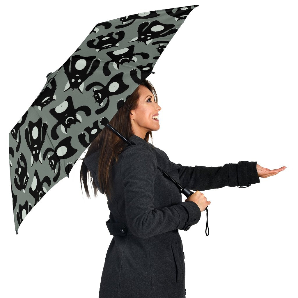 Black Bigfoot Pattern Print Automatic Foldable Umbrella-grizzshop