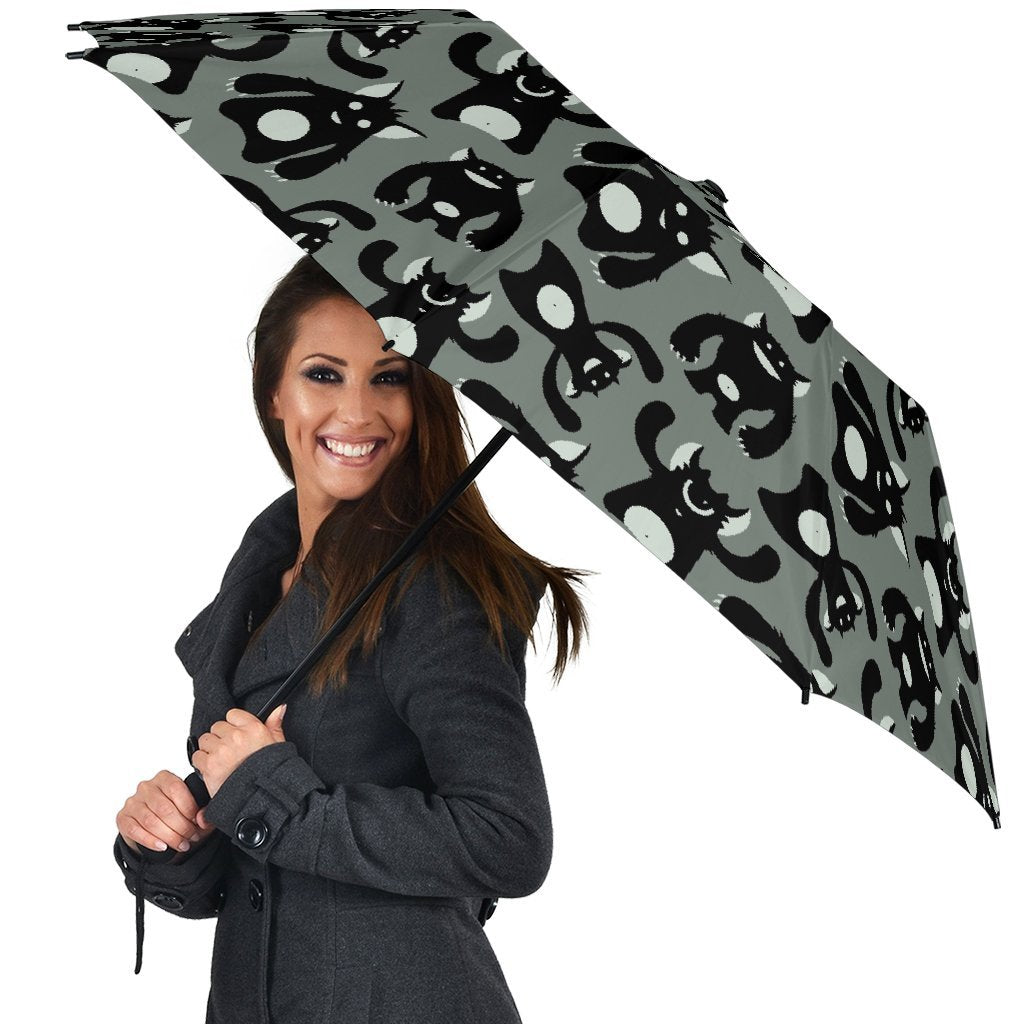 Black Bigfoot Pattern Print Automatic Foldable Umbrella-grizzshop