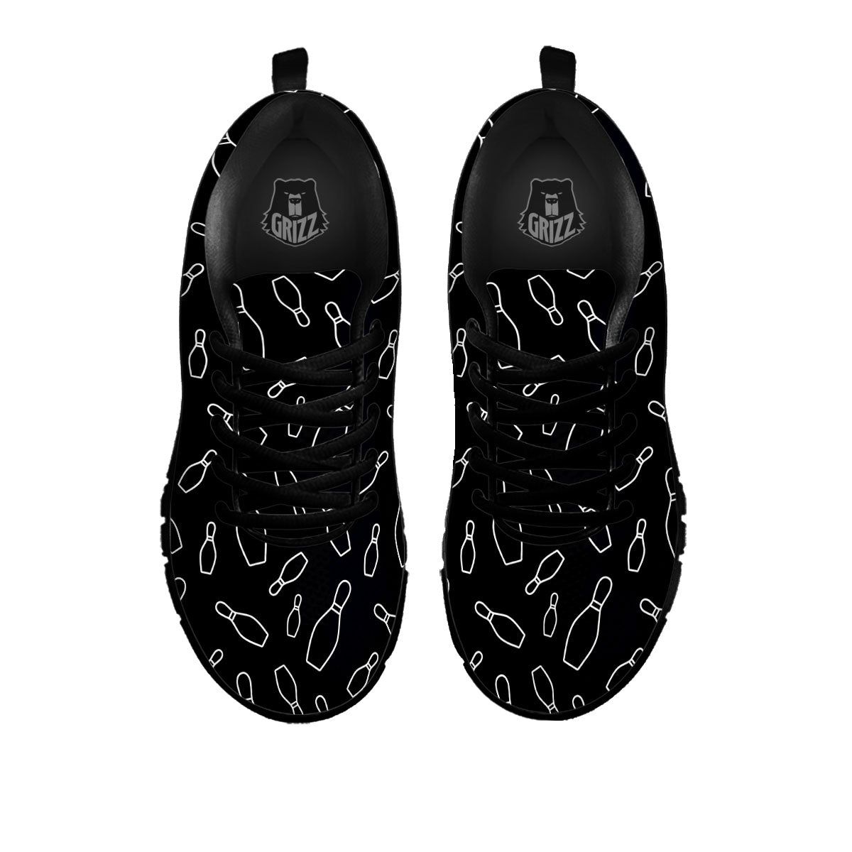 Black Bowling Pins Print Pattern Black Sneaker-grizzshop
