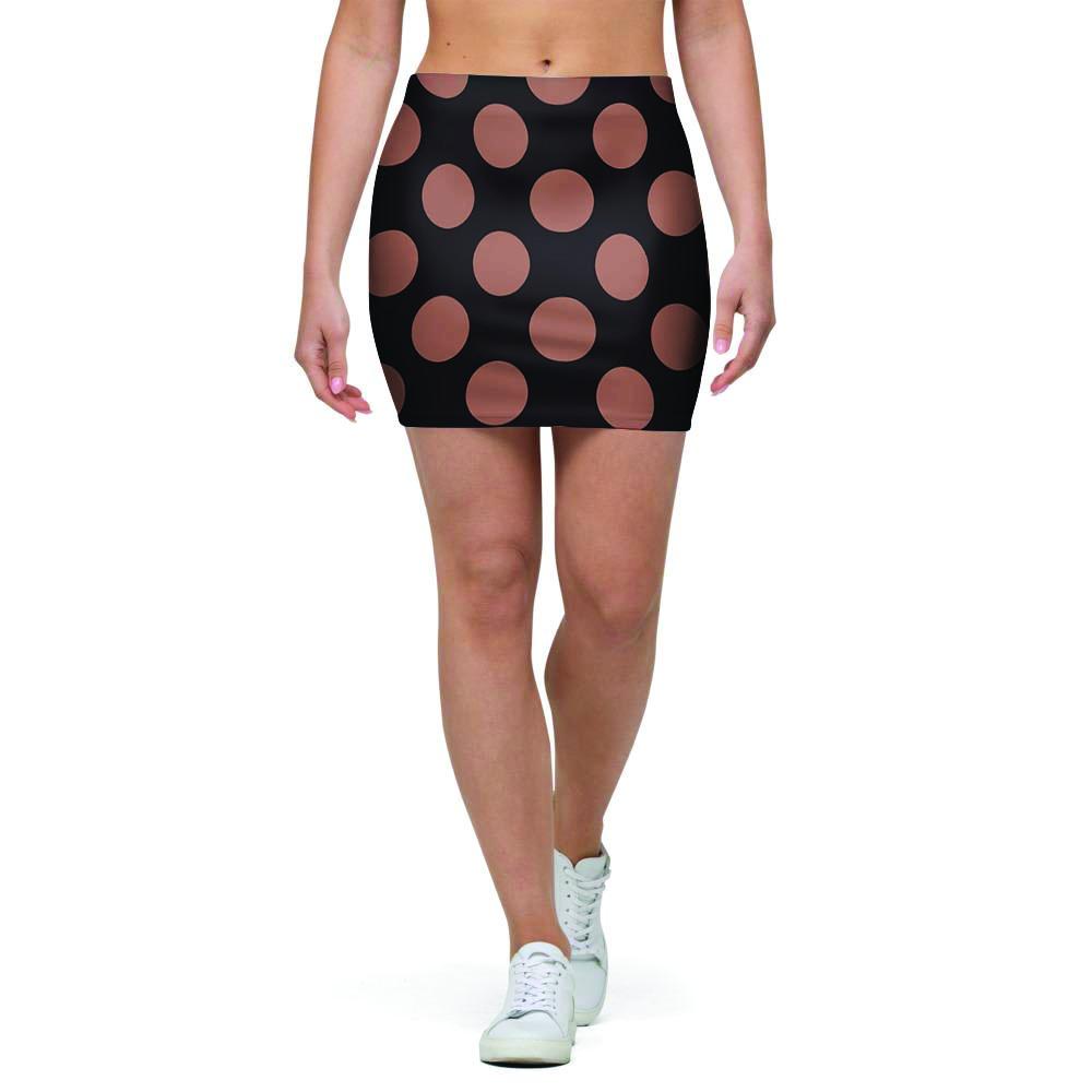 Black Brown Polka Dot Mini Skirt-grizzshop