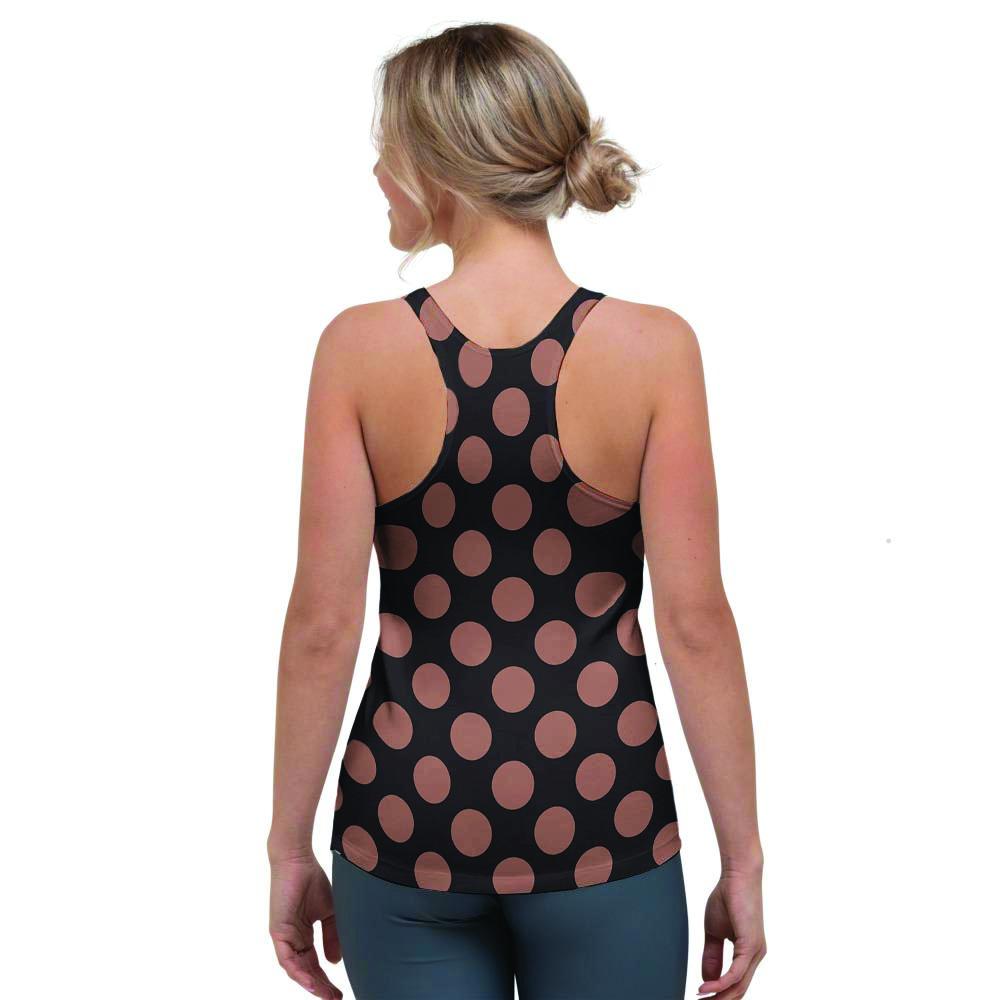 Black Brown Polka Dot Women's Racerback Tank Top-grizzshop