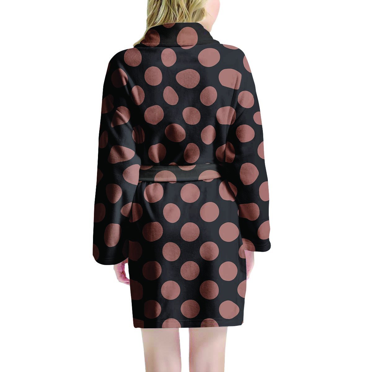 Black Brown Polka Dot Women's Robe-grizzshop