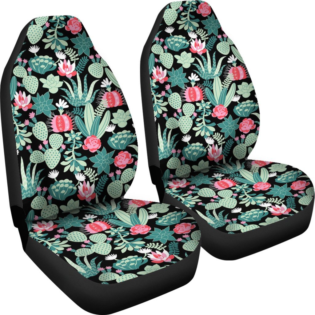 Black Cactus Pattern Print Universal Fit Car Seat Cover-grizzshop