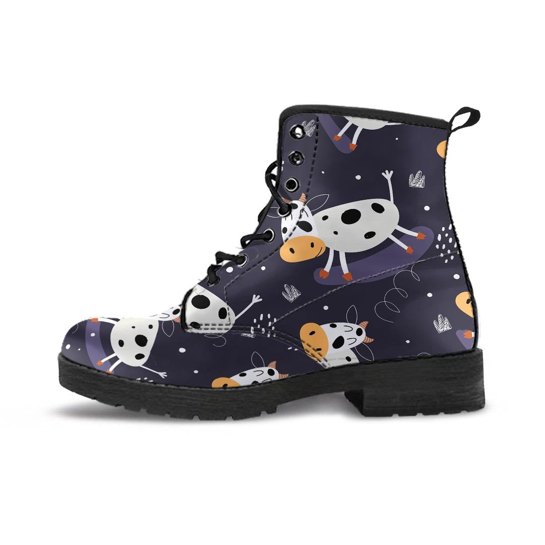 Abstract Neon Cow Print Men's Boots