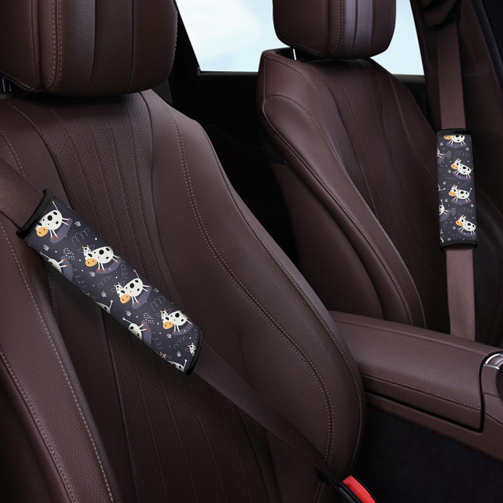 Black Cartoon Cow Print Seat Belt Cover-grizzshop