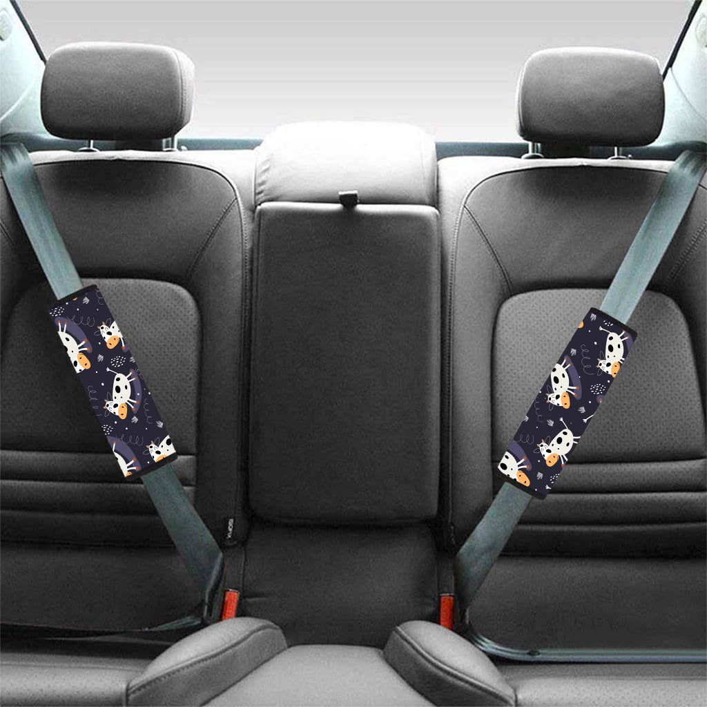 Black Cartoon Cow Print Seat Belt Cover-grizzshop