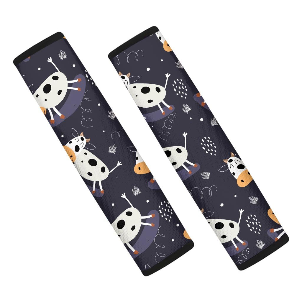 Black Cartoon Cow Print Seat Belt Cover-grizzshop
