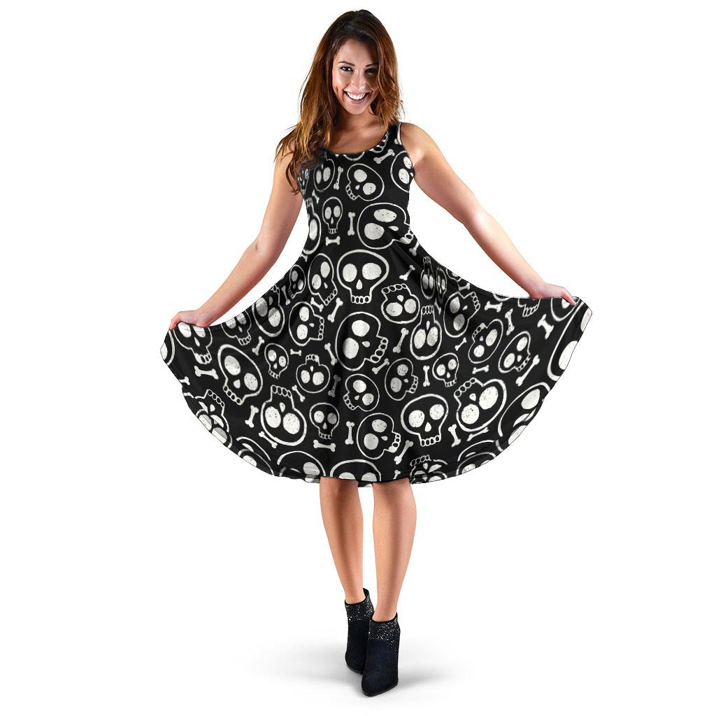 Black Cartoon Skull Dress-grizzshop