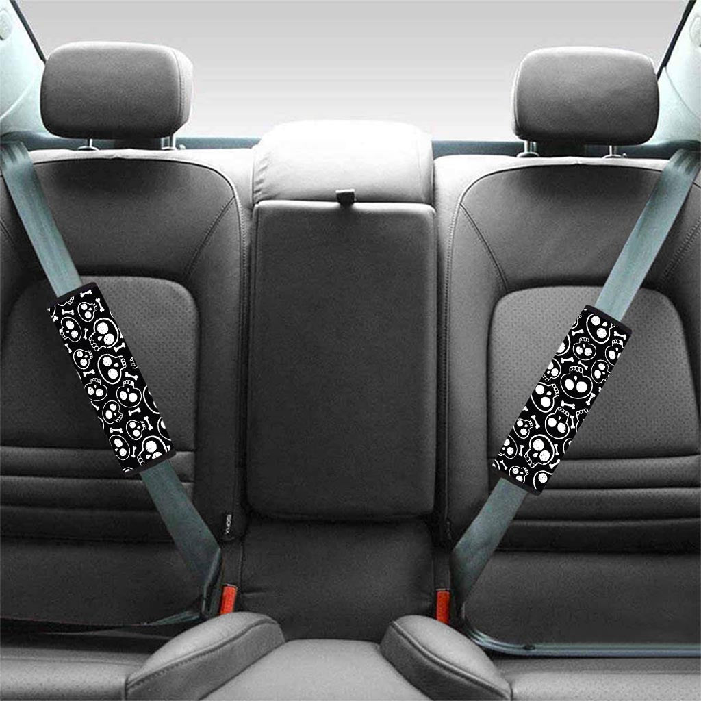 Black Cartoon Skull Seat Belt Cover-grizzshop