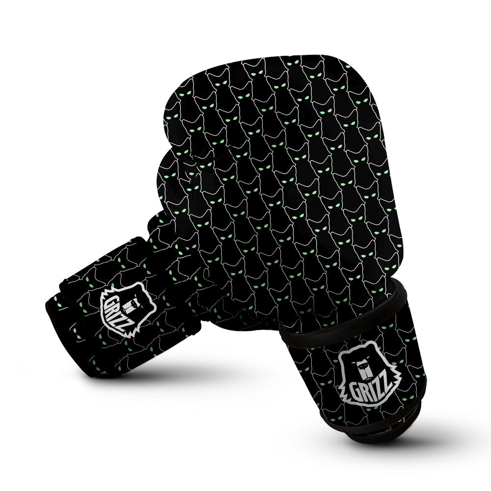 Black Cat Alien Print Pattern Boxing Gloves-grizzshop