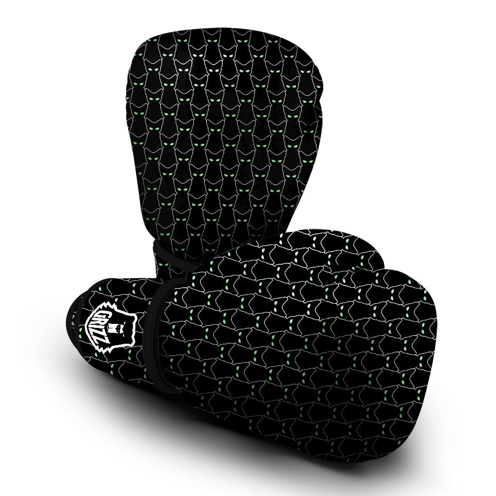 Black Cat Alien Print Pattern Boxing Gloves-grizzshop