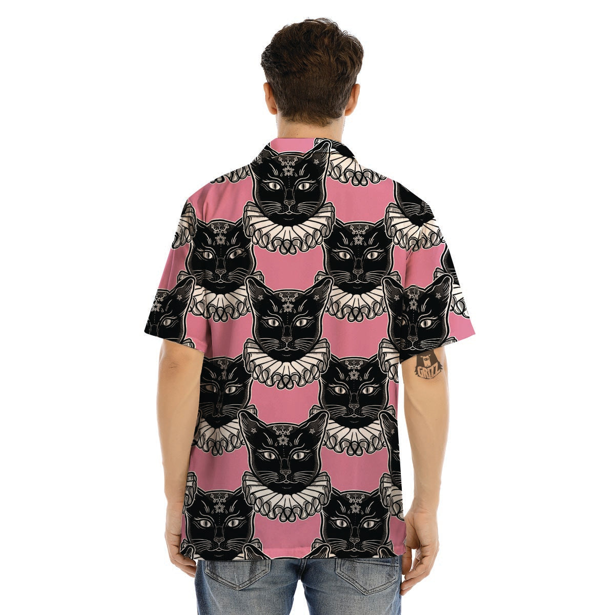 Black Cat Gothic Men’s Hawaiian Shirt-grizzshop