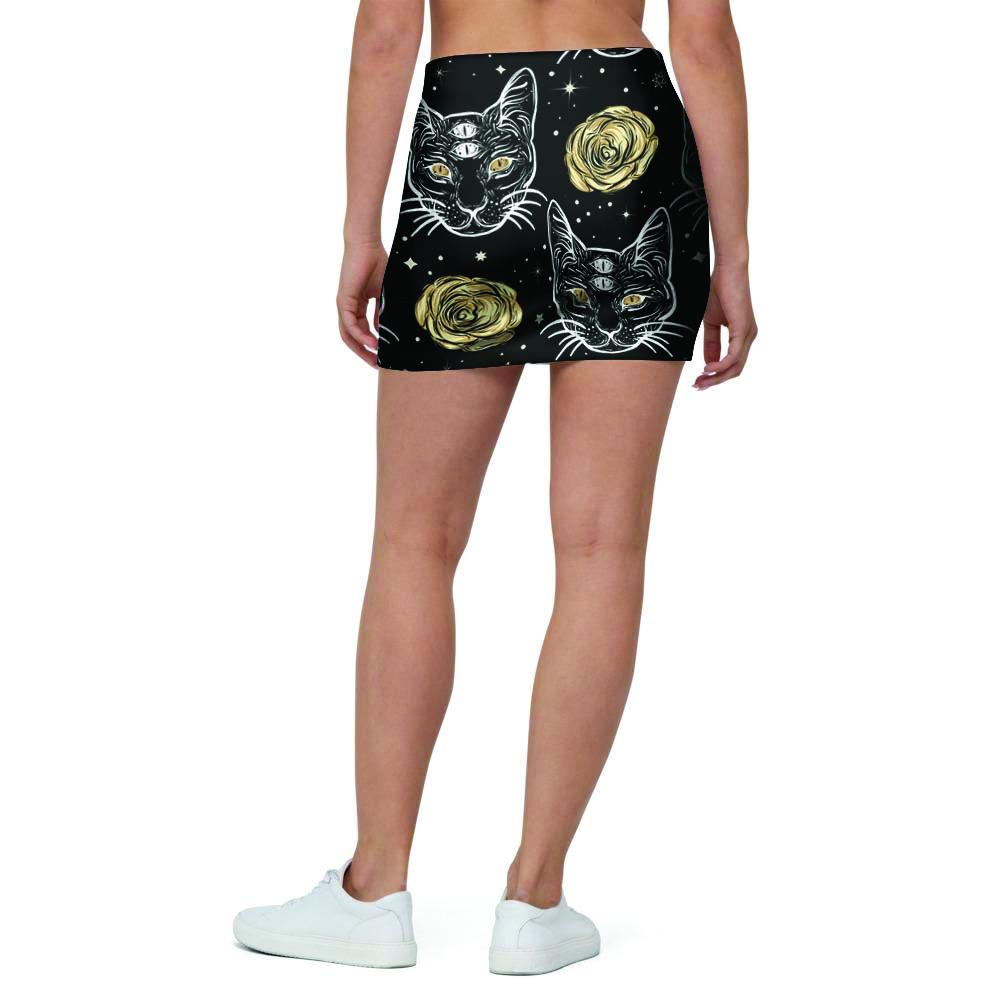 Black Cat Gothic Witch Mini Skirt-grizzshop