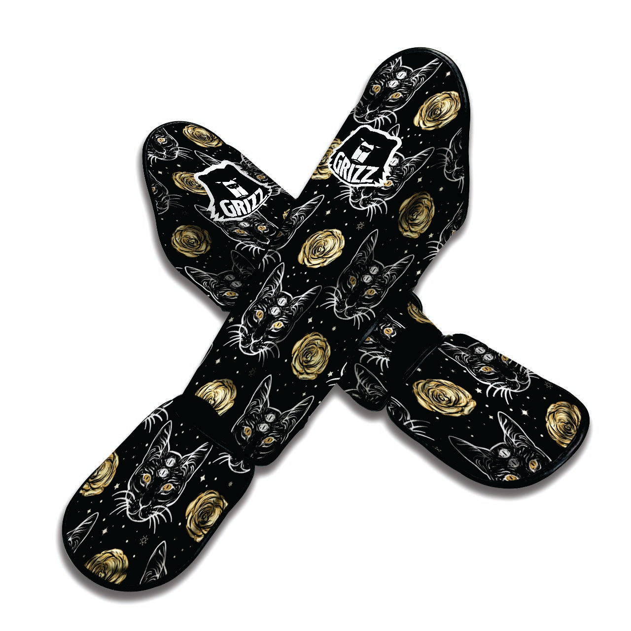 Black Cat Gothic Witch Muay Thai Shin Guard-grizzshop