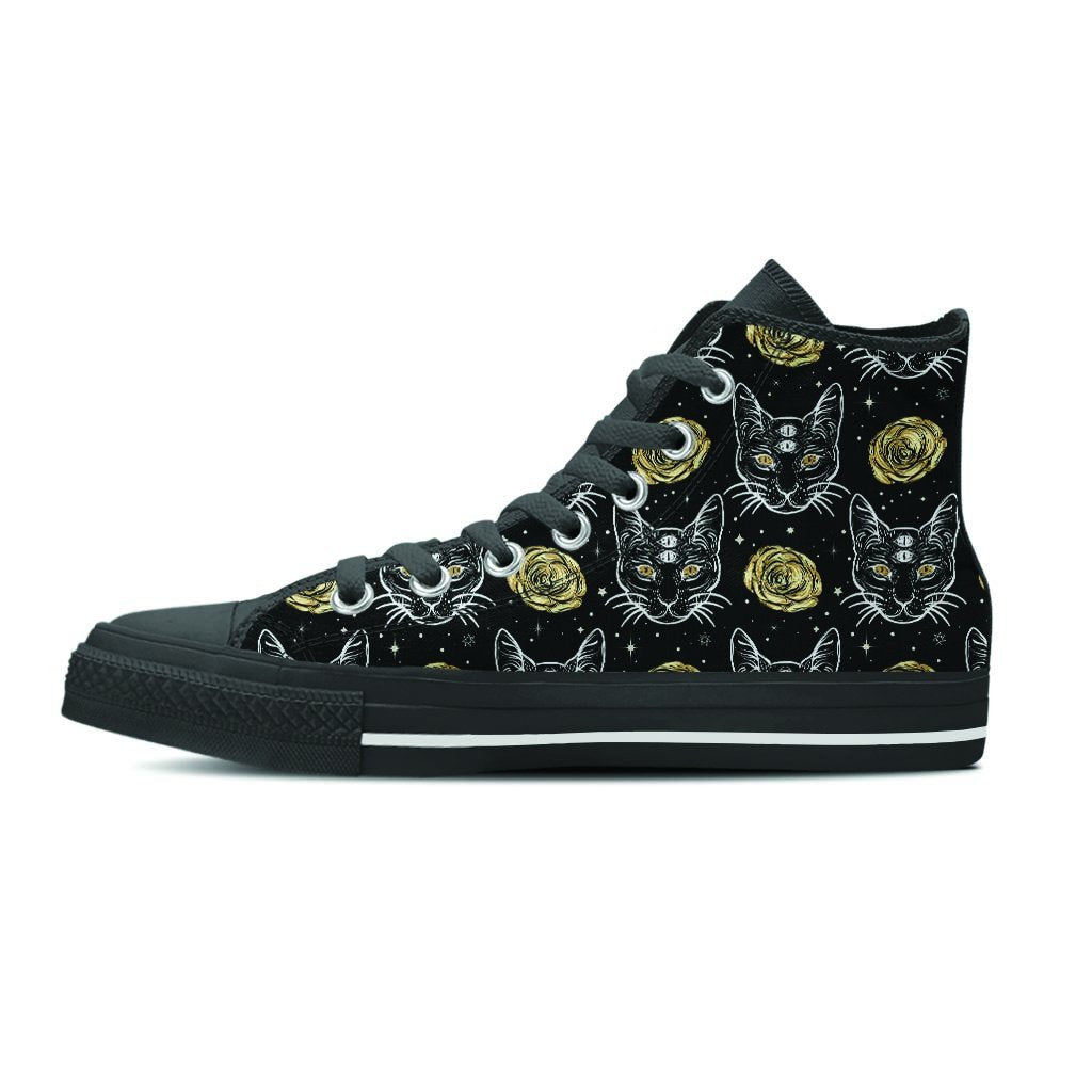 Black Cat Gothic Witch Women's High Top Shoes-grizzshop
